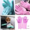 Pair of Silicone Washing Full Finger Gloves For Home & Kitchen (Random Colors)